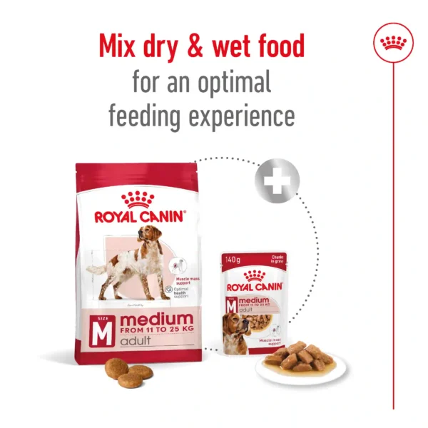 Royal Canin dog food, dry and wet mix.