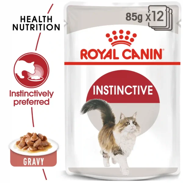 Royal Canin cat food, instinctive, 12-pack gravy.
