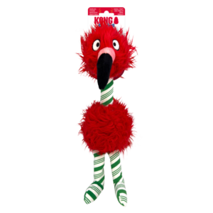 Red plush bird dog toy by KONG