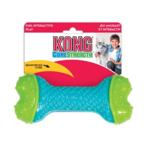 KONG dog toy, durable blue, green bone